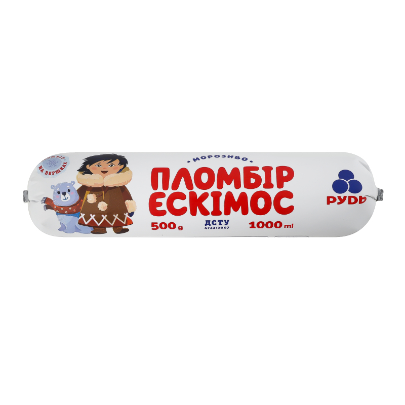Морозиво Рудь 500г Пломбир Ескімос батон