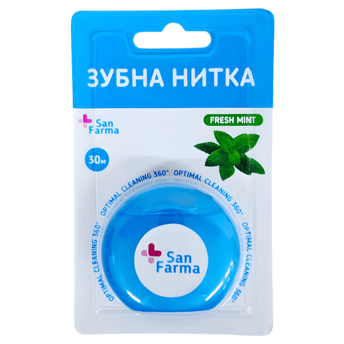 Зубна нитка San Farma 30м Свіжість мяти
