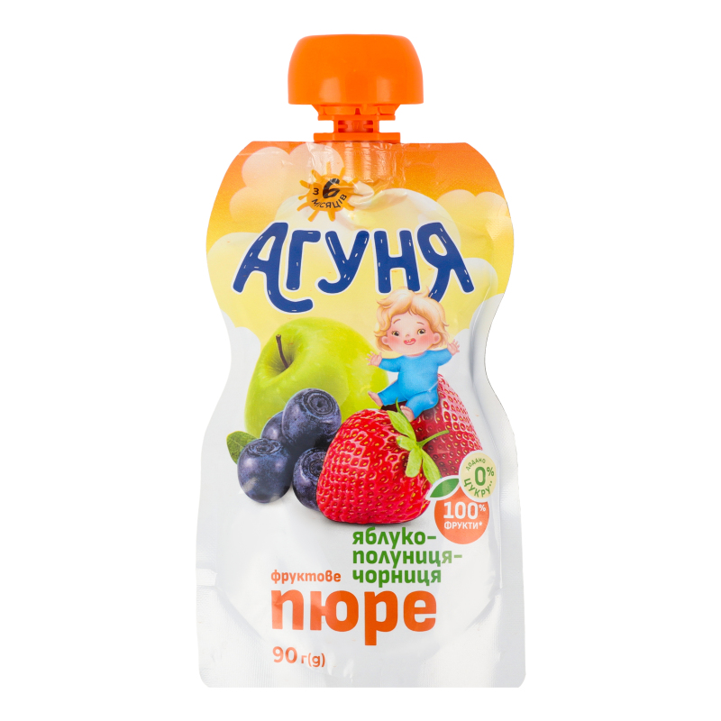 ДХ Агуня Пюре 90г Яблуко-полуниця-чорниц
