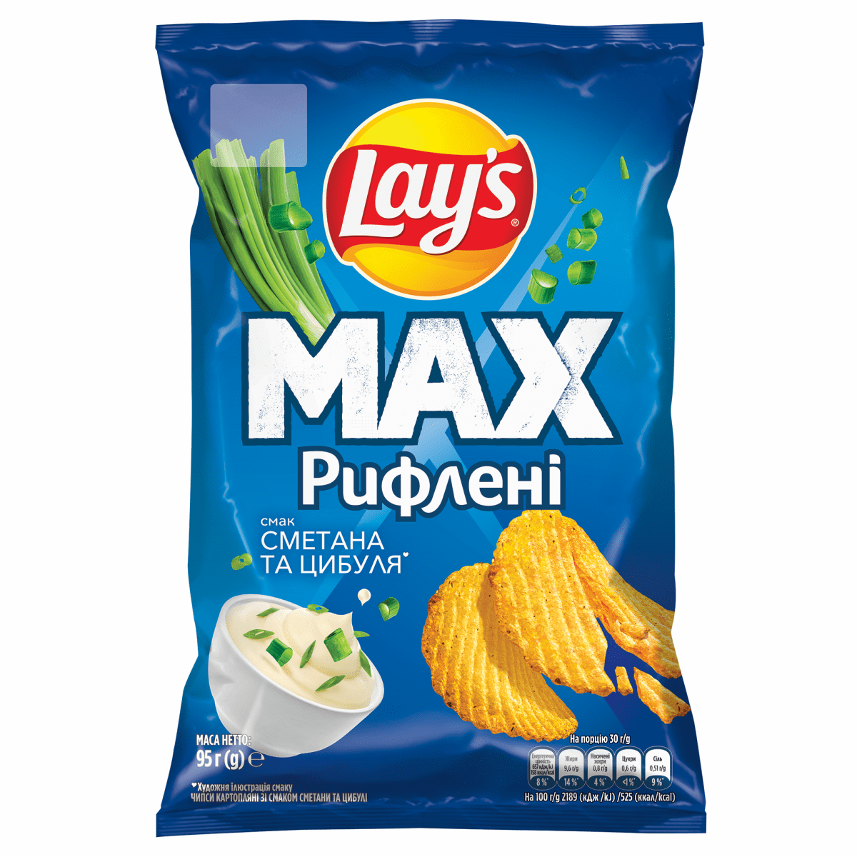 Чипси Lay's Max 95гСметана Цибул рифлені