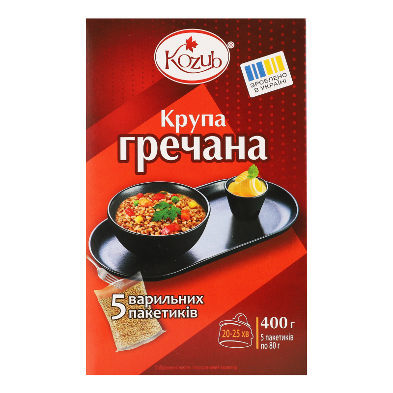 Крупа КозубПродукт 400г Гречана 5пак*80г