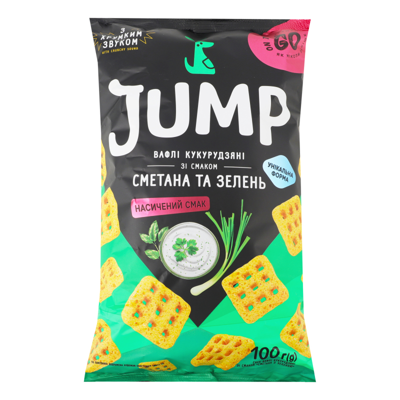 Снеки Jump 100г Вафлі Сметанна з Зеленню