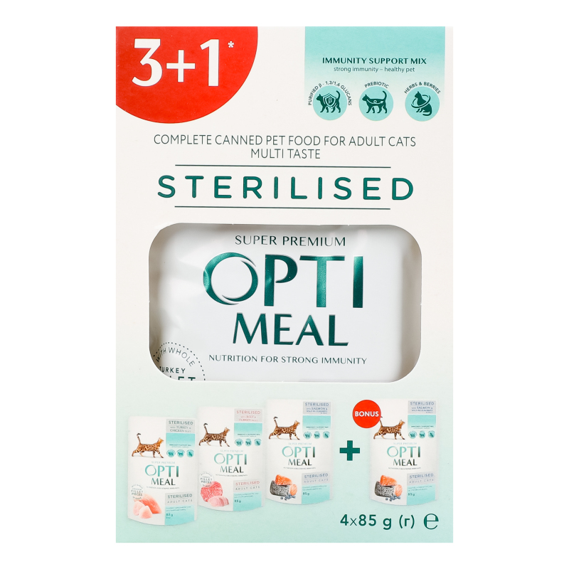 Корм Optimeal дк 340г 3+1 д/стериліз кот