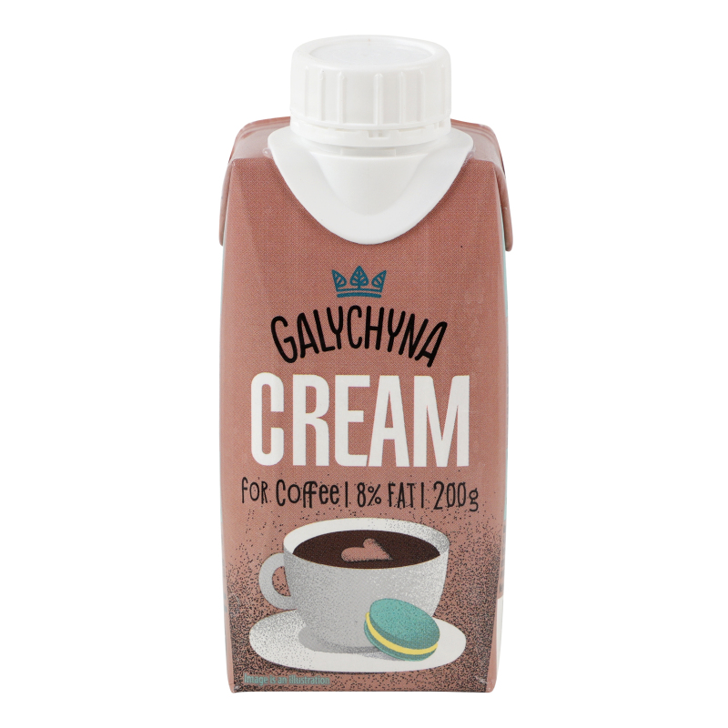 Вершки Галичина 8% 200г до кави