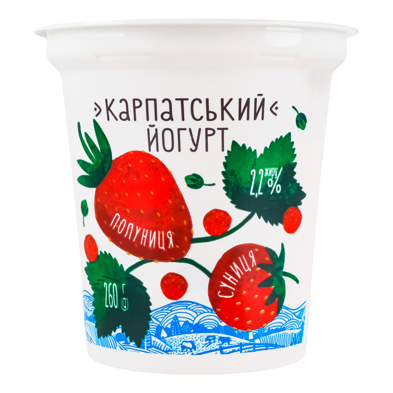 Йогурт Галичина 2,2% 260г Полун-суниц ст