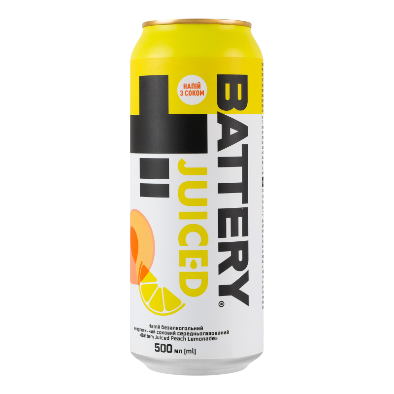 Напій енерг Battery 0,5лPeachLemonadЖ/б