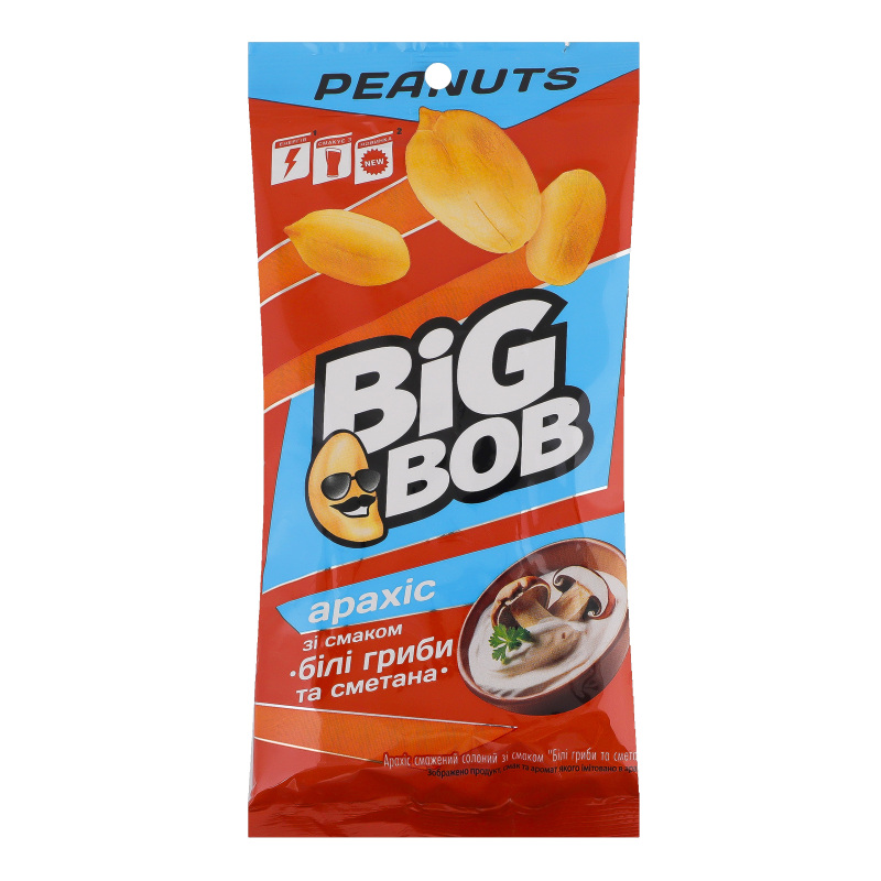 Арахіс BIG BOB 60г Білі гриби та сметани