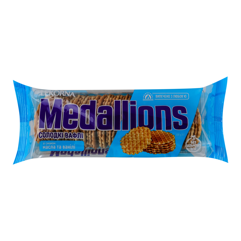 Вафлі  Lekorna 100гMedallions масло-ван