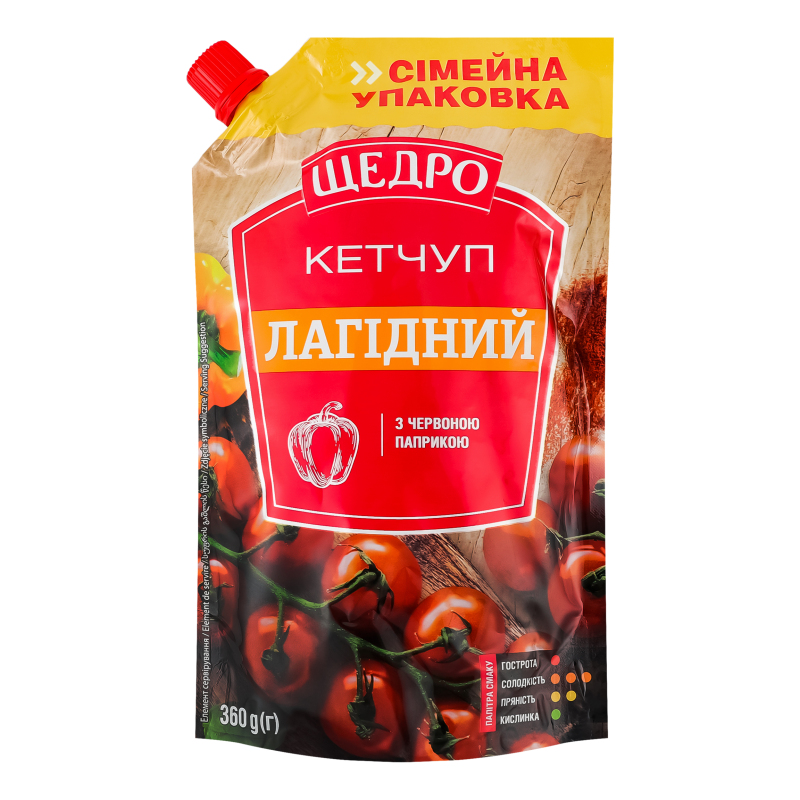 Кетчуп Щедро 360г Лагідний д/п