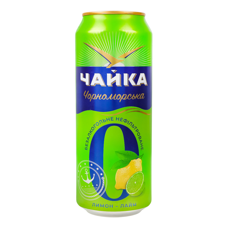 Пиво б/а ЧайкаЧорномор0,5лЛимЛайм0,5%Ж/б