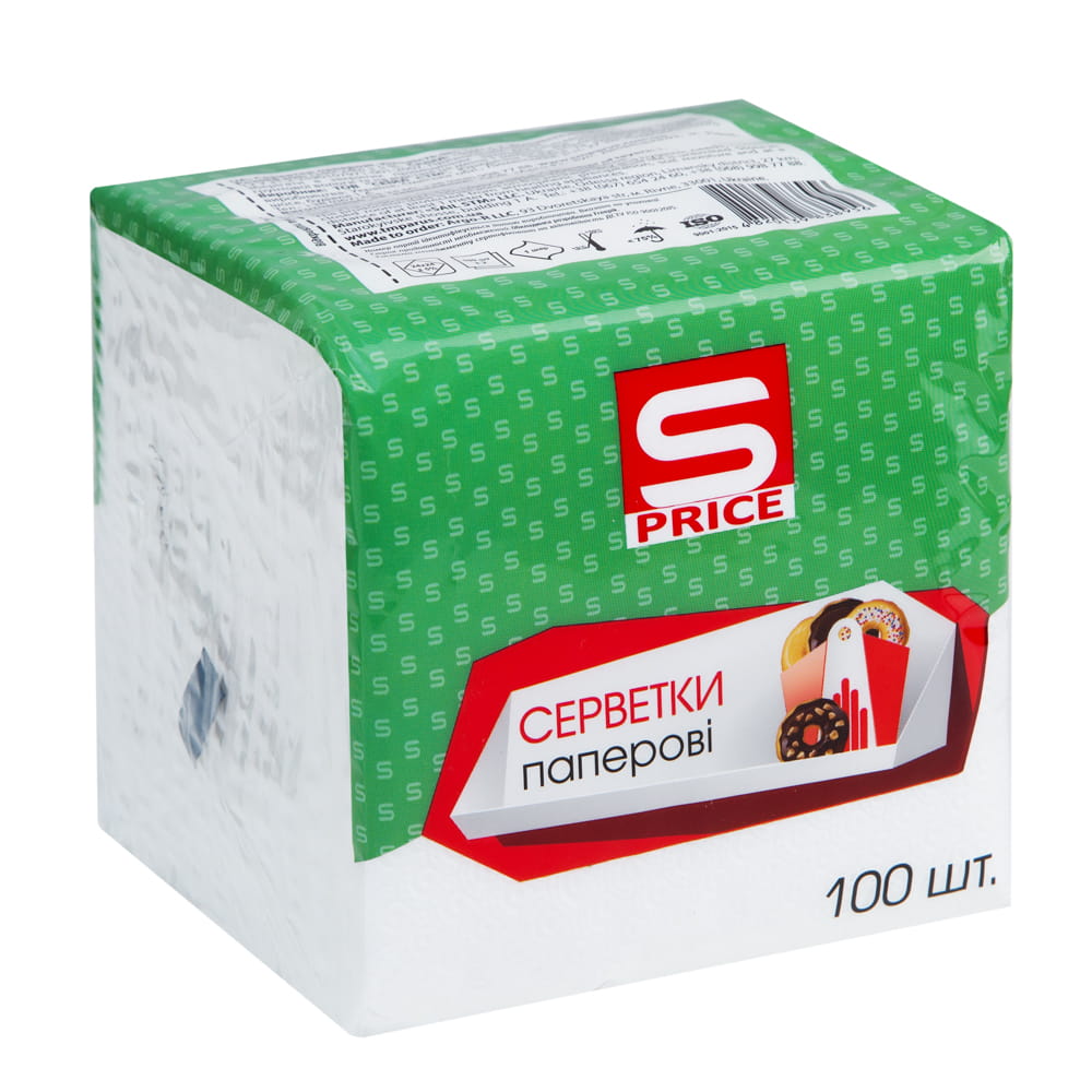 Серветки S-Price 100шт1шарПаперБіл100*40