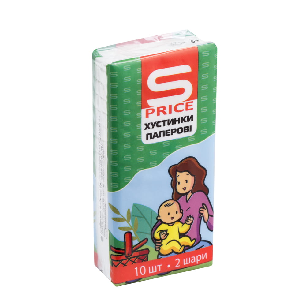 Хустинки паперові S-Price 2шар 10шт