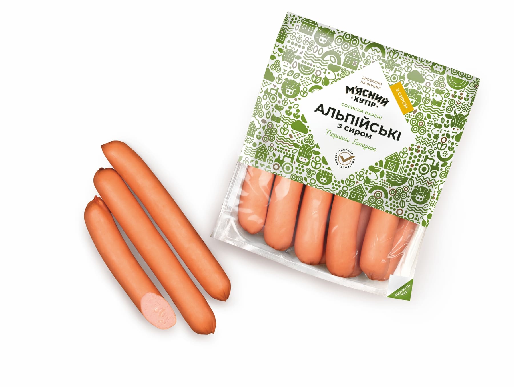 Сосиски Мясний Хутір Альпійські з сиром