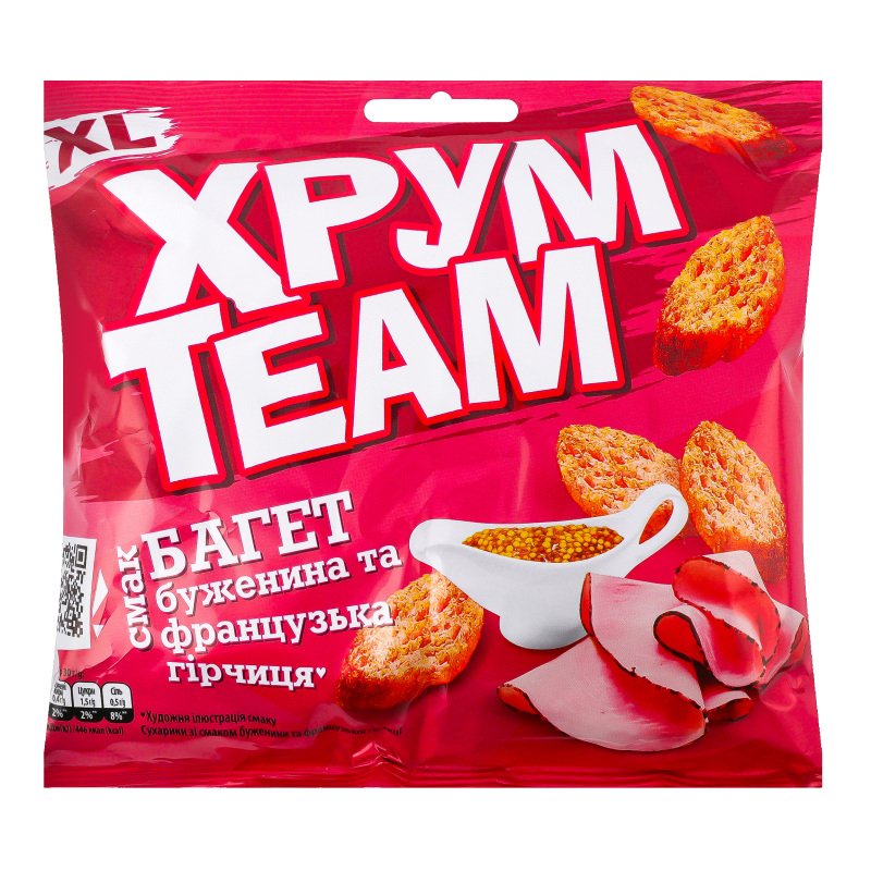 Сухарики ХрумTeam 90гБагетБуженинаГірч