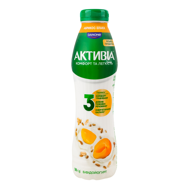 Біфідойогурт Активіа 1,2%500гАбрикосЗлак
