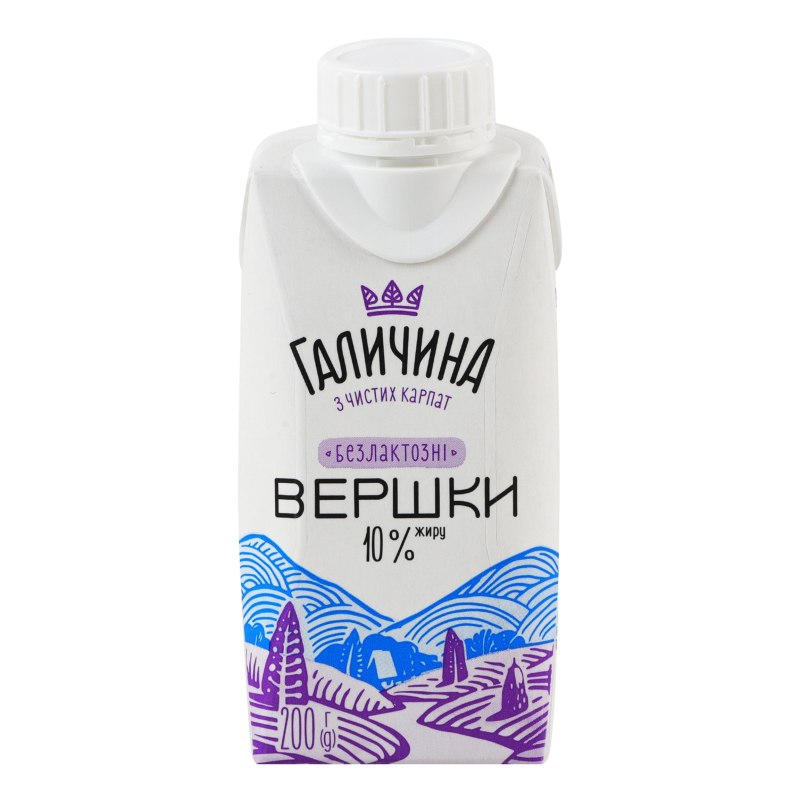 Вершки Галичина 10% 200г безлактозні