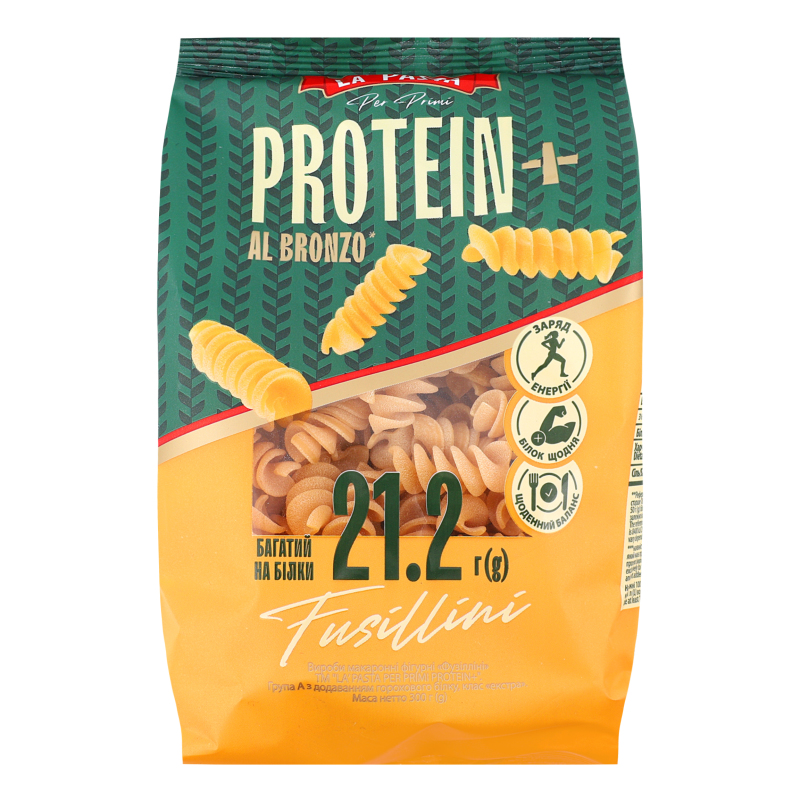 Макарони La Pasta 300г Fusillini Protein