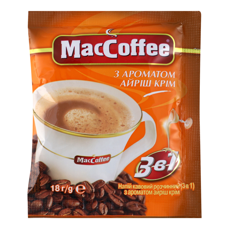 Напій кавовий MacCoffee 3в1 18г Айріш кр