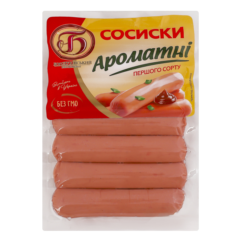 Сосиски БогодухівськийМК 300г Аромат в/у