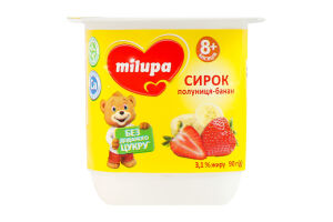 Сирок Milupa 3,1% 90г Полуниця-Банан ст