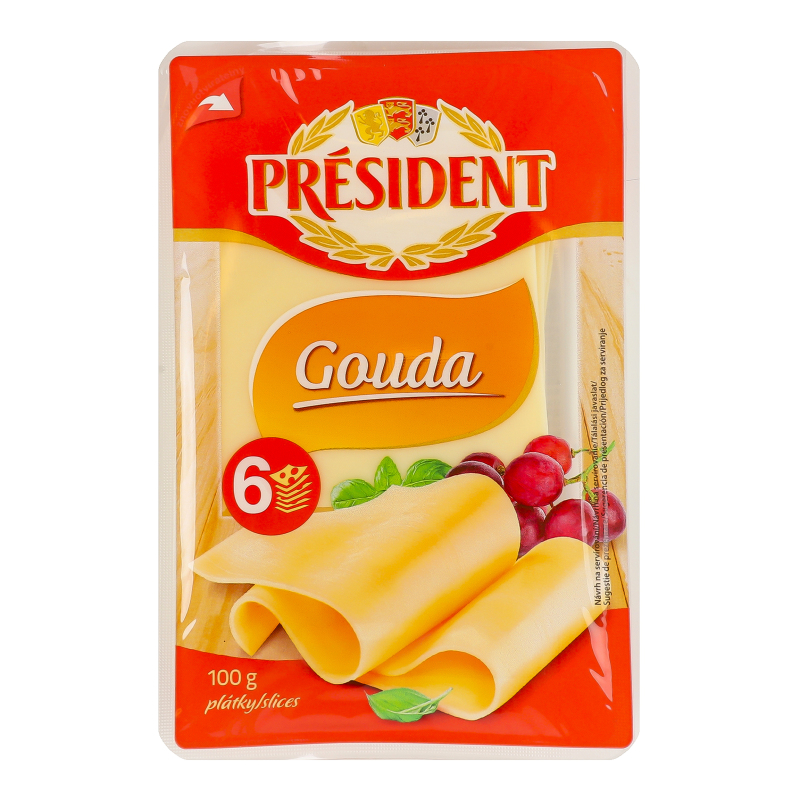Сир President 47% 100г Гауда скибки