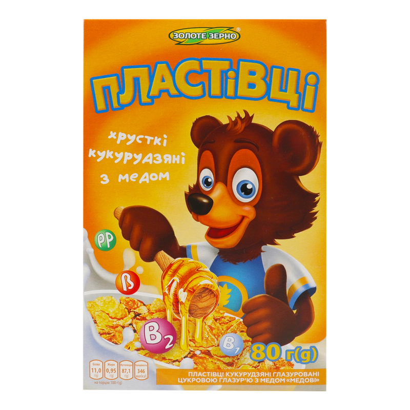 Пластівці кукур Золоте зерно 80г Мед гл