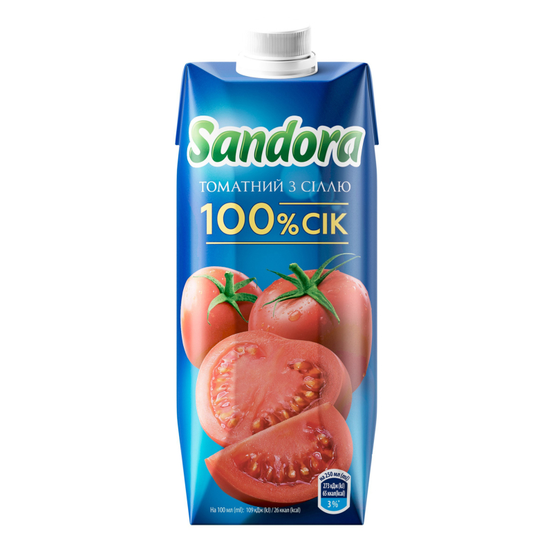 Сік Sandora 0,5л Томатний з сіллю стерил