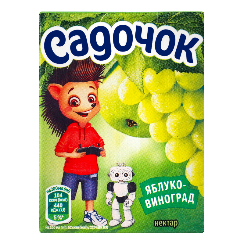 Нектар Садочок 0,2л Яблуко Виноград біл