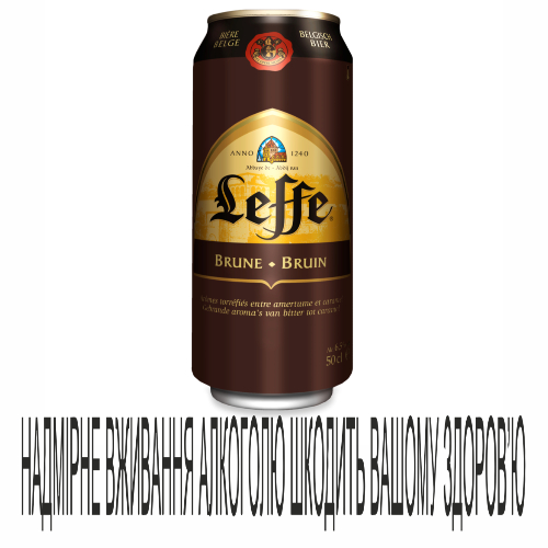 Пиво Leffe 0,5л Brune ж/б 6,5%
