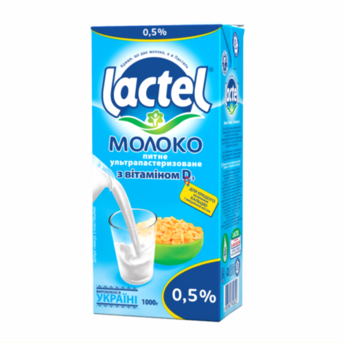 Молоко Lactel 0,5% 1л З вітаміном D т/п