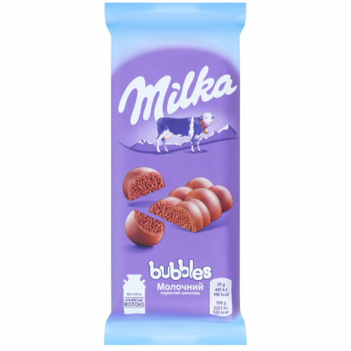 Шоколад Milka Bubbles 80г мол пористий