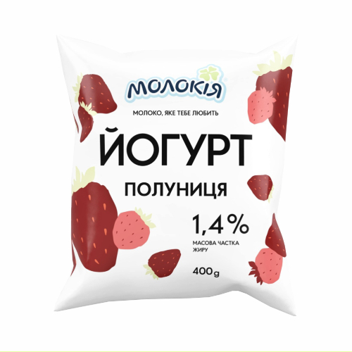 Йогурт Молокія 1,4% 400г Полуниця п/пл