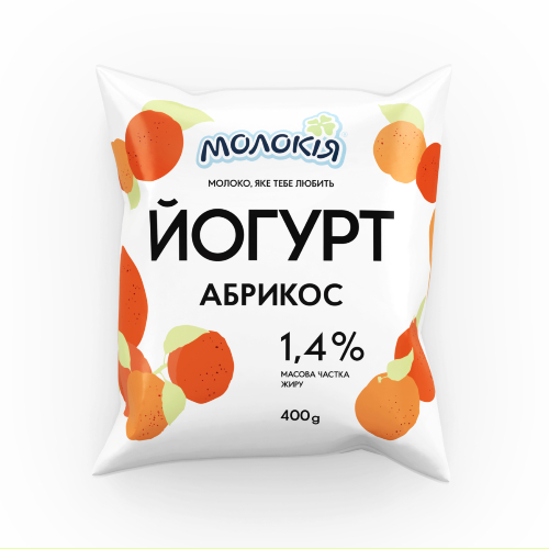 Йогурт Молокія 1,4% 400г Абрикос п/пл