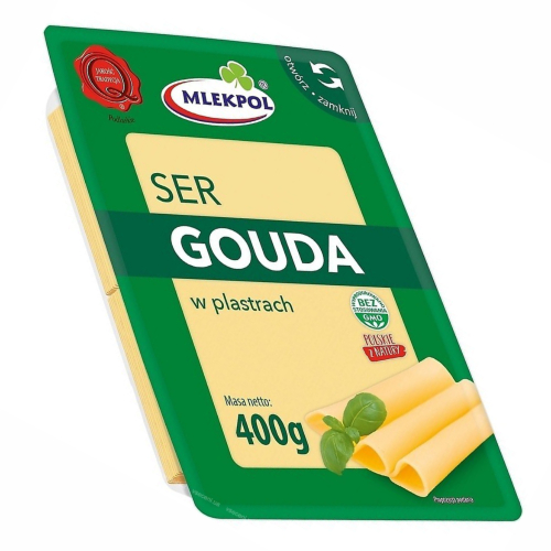 Сир Mlekpol тв 400г Гауда слайси